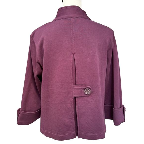 Cabi Double-Breasted Cropped Fall Swing Stand Collar Jacket Women M Purple Plum - Picture 3 of 14